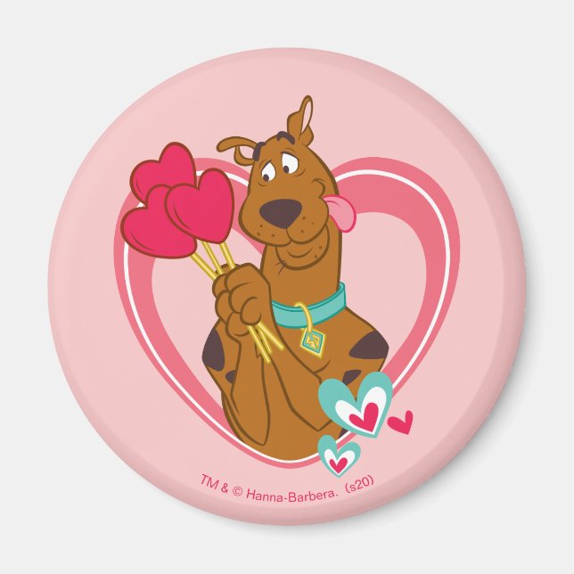 Scooby-Doo Holding Heart Lolipops Magnet (Framsidan)