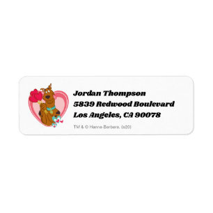 Scooby-Doo Holding Heart Lolipops Returadress Etikett