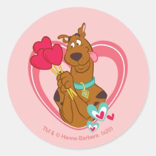 Scooby-Doo Holding Heart Lolipops Runt Klistermärke