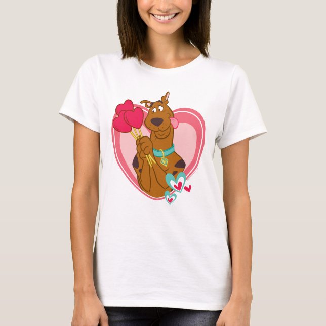 Scooby-Doo Holding Heart Lolipops T Shirt (Framsida)