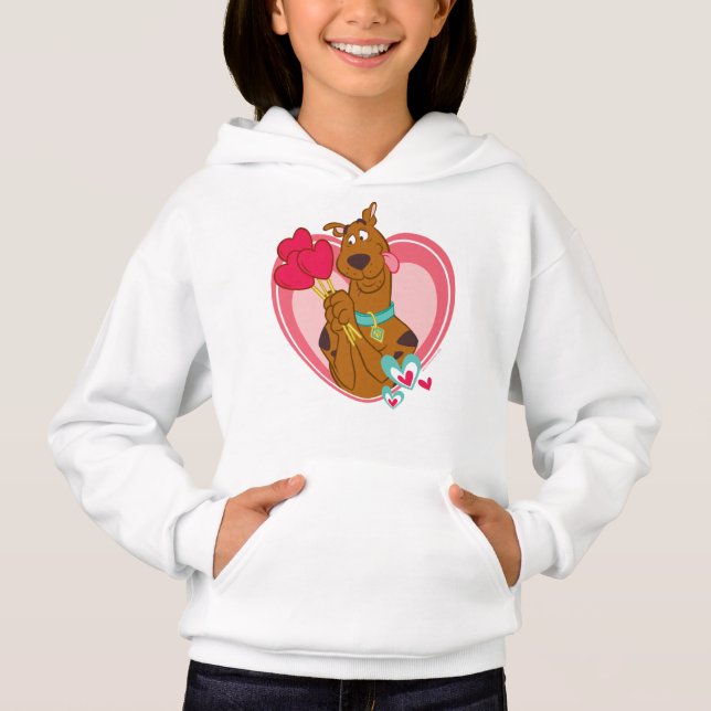 Scooby-Doo Holding Heart Lolipops T Shirt (Framsida)