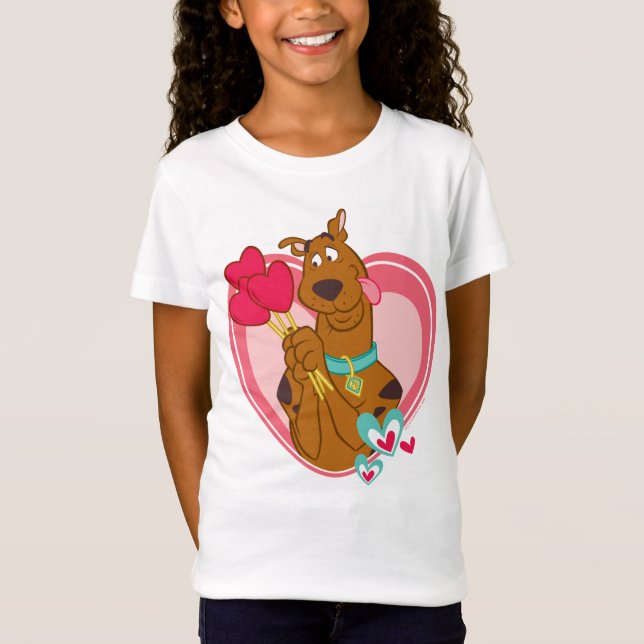 Scooby-Doo Holding Heart Lolipops T Shirt (Framsida)