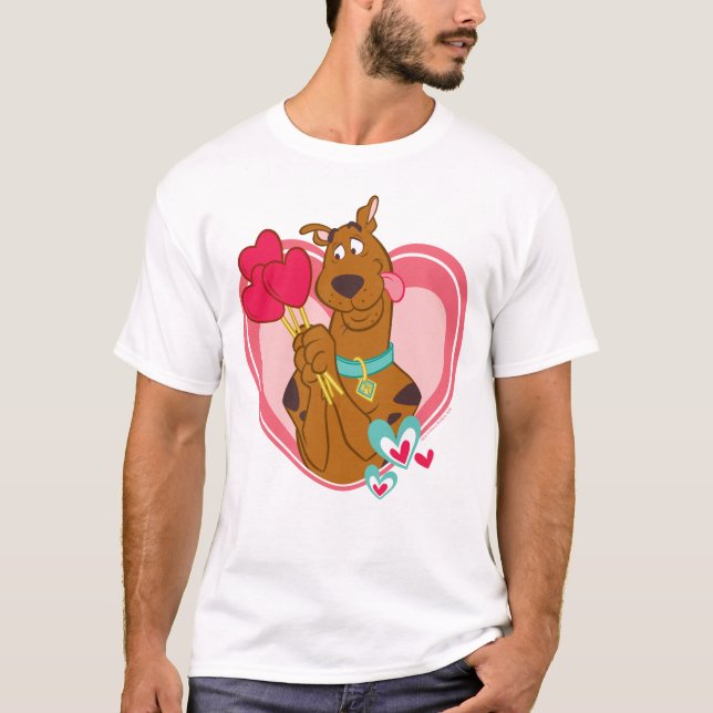 Scooby-Doo Holding Heart Lolipops T Shirt (Framsida)