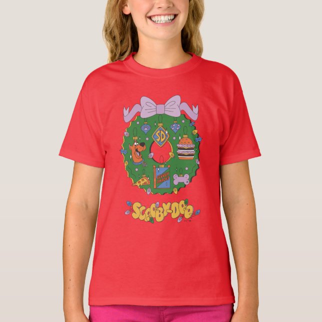 Scooby-Doo Holiday Snabb Julkrans Grafik T Shirt (Framsida)