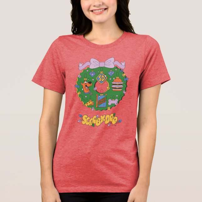 Scooby-Doo Holiday Snabb Julkrans Grafik T Shirt (Framsida)