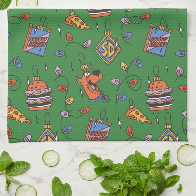 Scooby-Doo Holiday Snack Lights Mönster Kökshandduk (Vikta)