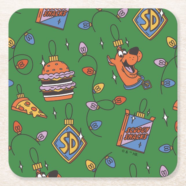 Scooby-Doo Holiday Snack Lights Pattern Underlägg Papper Kvadrat (Framsidan)
