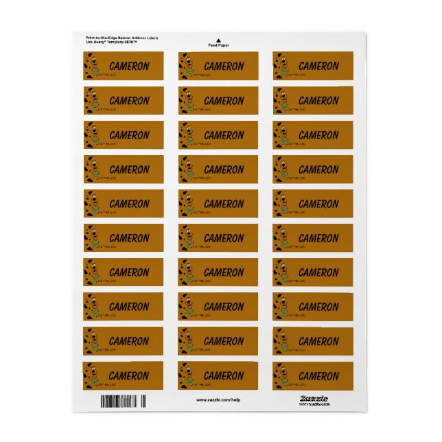 Scooby-Doo Kamouflage Barn Etiketter Returadress Etikett (Helt Ark)