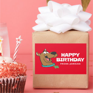 Scooby-Doo Lycklig Ansikte GRATTIS PÅ FÖDELSEDAG Rektangulärt Klistermärke