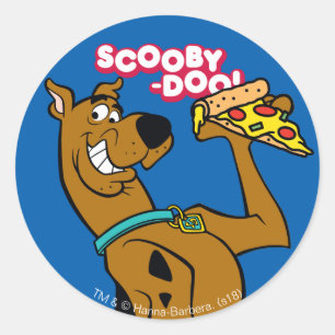 Scooby-Doo med Pizza-segment Runt Klistermärke