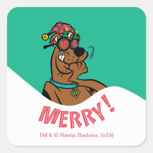 Scooby-Doo Merry Skratt Fyrkantigt Klistermärke