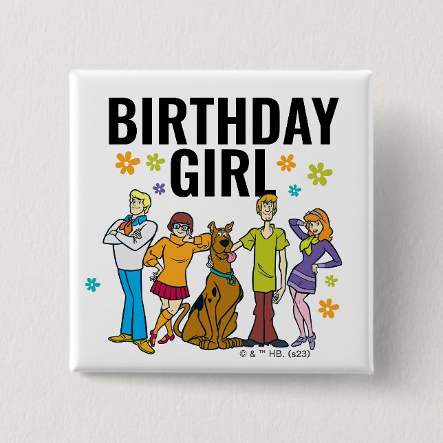 Scooby-Doo och Gang Birthday Girl Knapp (Framsida)