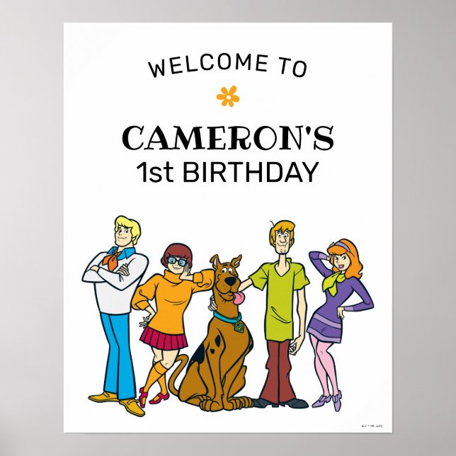 Scooby-Doo och Gang Groovy Birthday Sign Poster (Framsidan)