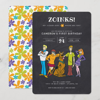 Scooby-Doo och Gang Groovy Chalkboard Birthday Inbjudningar