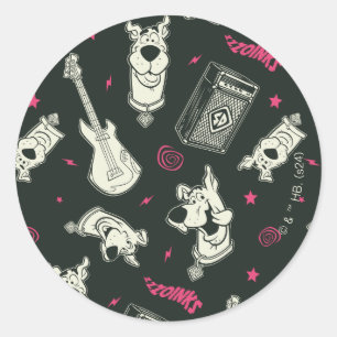 Scooby-Doo Punk Guitar och Amp Mönster Runt Klistermärke