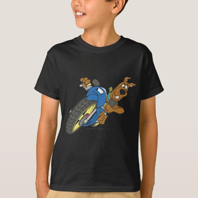 Scooby-Doo Riding Motorcle Tee Shirt (Framsida)