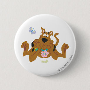 Scooby-Doo som beundrar blomman Knapp