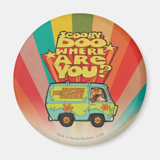 Scooby-Doo | "Var är du?" Retro Tecknad Van Magnet (Framsidan)