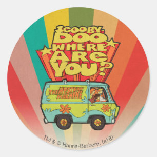 Scooby-Doo "var är du?", Retro tecknadskåpbil Runt Klistermärke