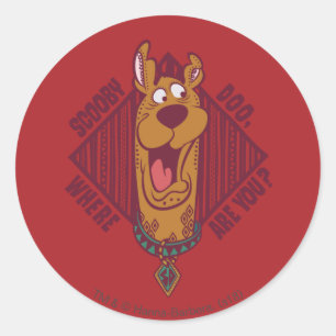 Scooby-Doo var är du stam- grafiskt Runt Klistermärke