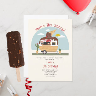 Scoop Chocolate Ice Cream Lastbil Barns födelsedag Inbjudningar