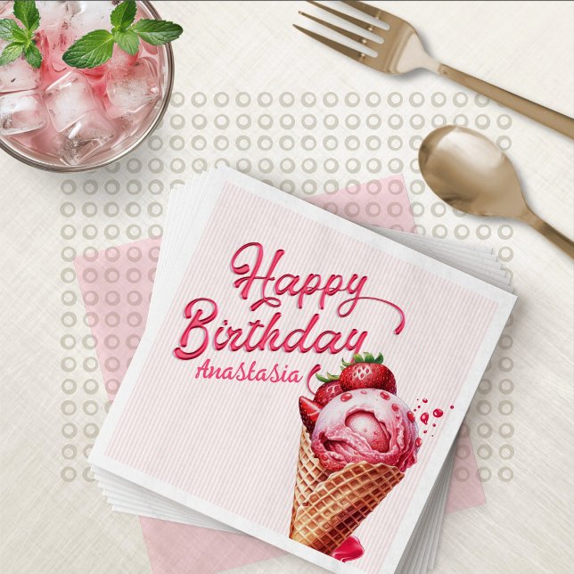Scoop Ice Cream Girls Valge Birthday Pappersservett (Skapare uppladdad)