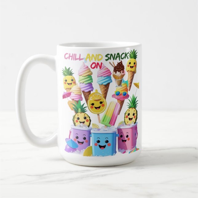 Scoop, Sip, Smile – Sommar-glädje T-shirt Kaffemugg (Vänster)