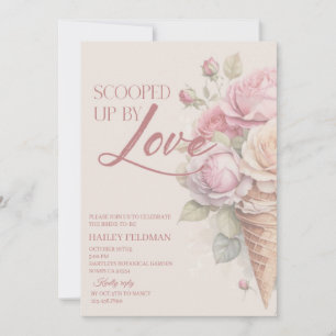 Scooped Up by Love bröllopsdusch-inbjudan, Blush Inbjudningar