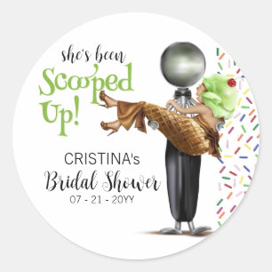Scooped Up Chokladglass Bröllopsfest Runt Klistermärke