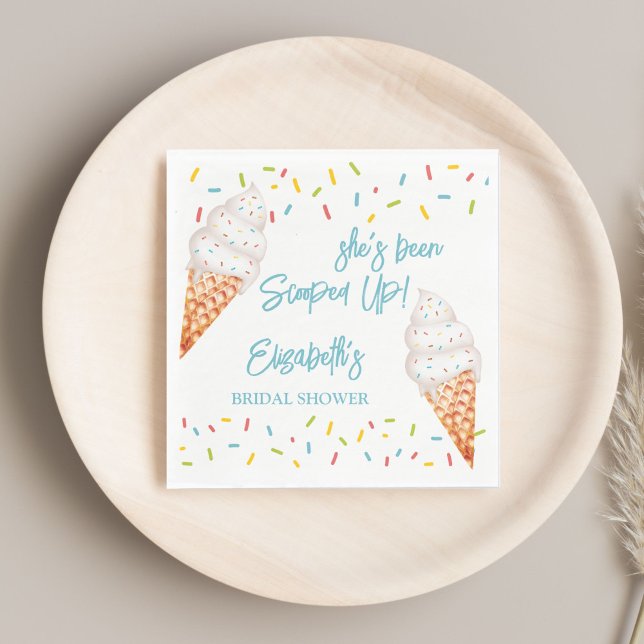 Scooped up glassbröllopsfest personlig pappersservett (Scooped up ice cream bridal shower personalized napkins bridal shower tableware )