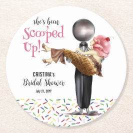 Scooped Up Jordbär Glass Bröllopsfest Underlägg Papper Rund