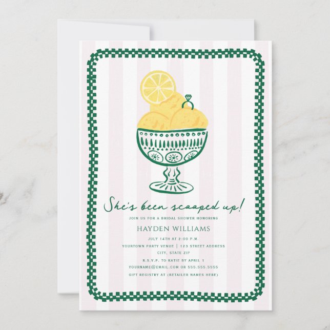 Scooped Up Lemon Glassbröllop Engagemang  Inbjudningar (Framsida)