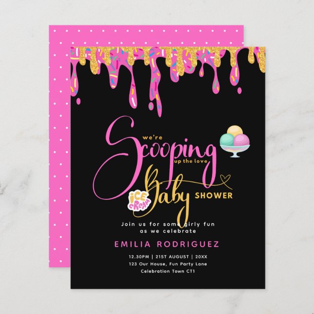 Scooping Up Love Glasskrem Babyflicka Shower (Fram/baksida)