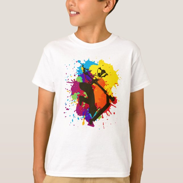 Scooter Freestyle colorfull trick T Shirt (Framsida)
