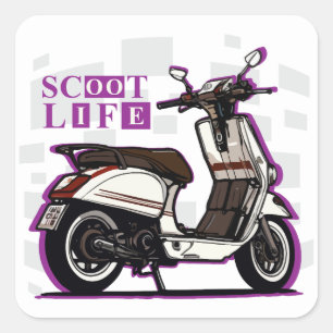 Scooter Fyrkantigt Klistermärke