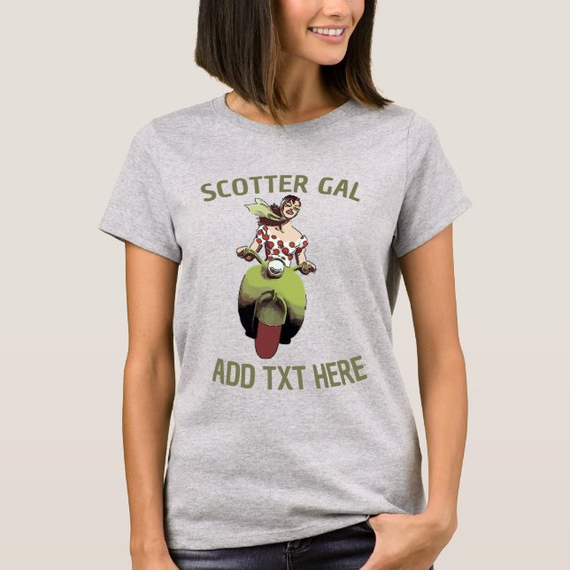 Scooter Gal, lägg till text T-Shirt (Framsida)