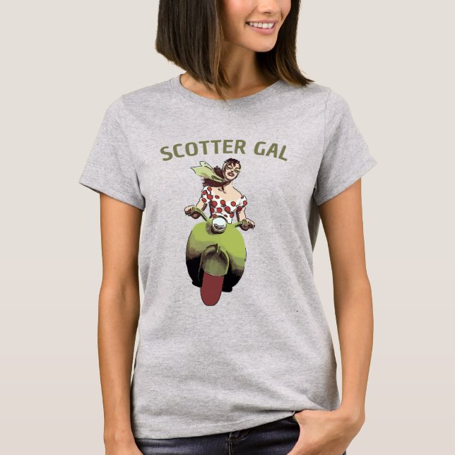 Scooter Gal, lägg till text T-Shirt (Framsida)