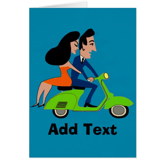 Scooter Girl, lägg till text Hälsningskort (Framsidan)
