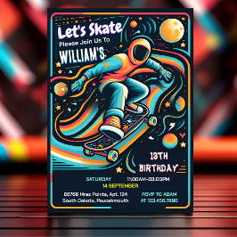 Scooter Jump Zon Skateboarding 13:e födelsedagen Inbjudningar