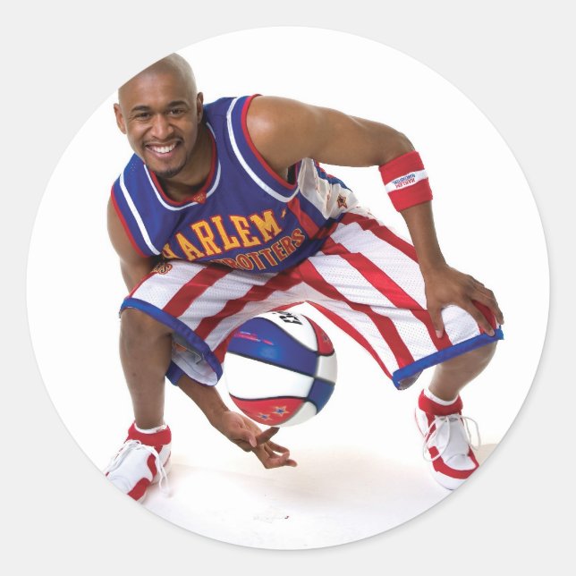 Scooter mellan ben runt klistermärke (Framsida)