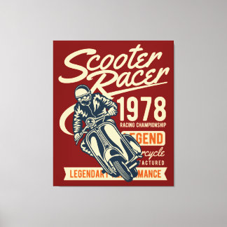 Scooter Racer Vintage Retro Stil Canvastryck