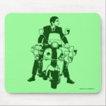 Scooter Rider 2010-grönten Musmatta<br><div class="desc">Vintage 60:s mod rider på klassiska skotrar i grönt</div>