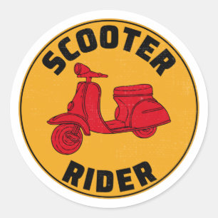 Scooter Rider Scootering Motorcykel Moped Bike Runt Klistermärke