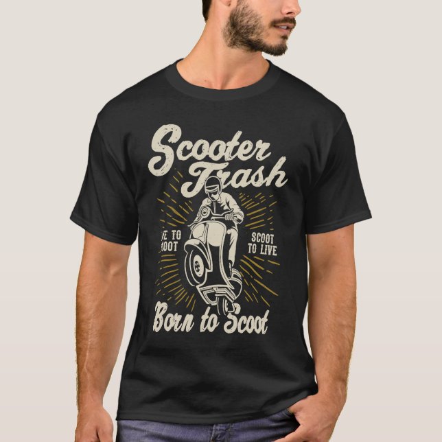 Scooter Sopor Retro Distress Stil Scooter Humor T Shirt (Framsida)
