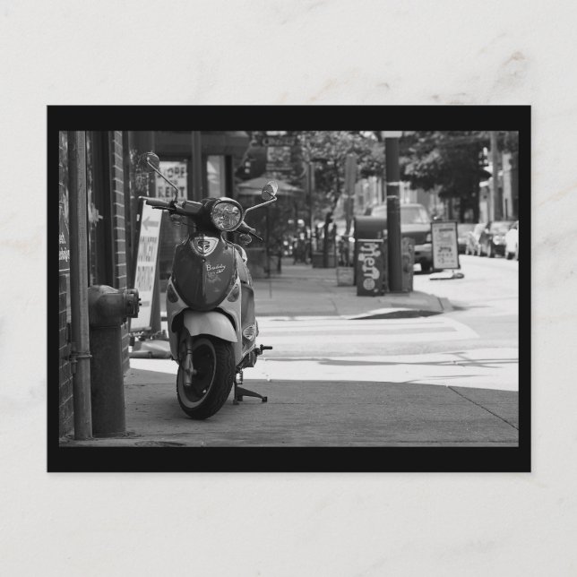 Scooter South Street BW Vykort (Framsida)