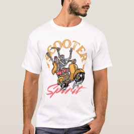 Scooter Spirit – Retro Skeleton Rider Design T Shirt