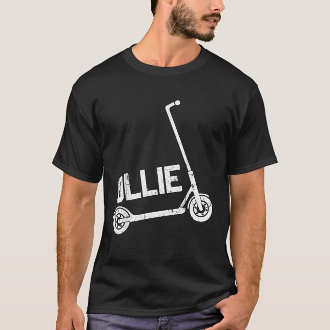 Scooter Stunt Ollie Scootering Boys Kids Ungdom T Shirt (Framsida)