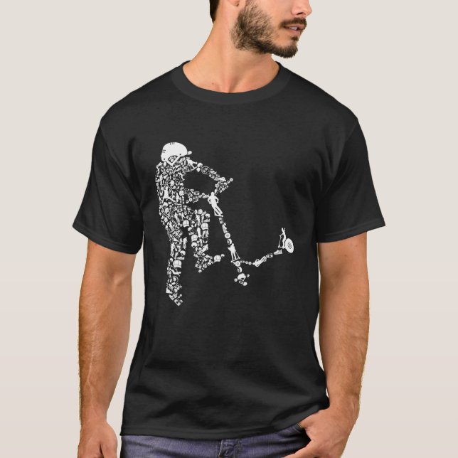 Scooter Stunt Retro Stil Scooter Gift for Boys T Shirt (Framsida)