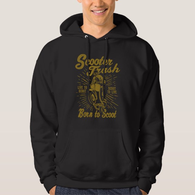 Scooter Trash Retro Distressed Style Scooter Humor Hoodie (Framsida)