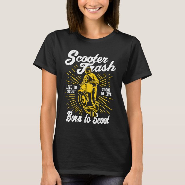Scooter Trash Retro Distressed Style Scooter Humor T Shirt (Framsida)